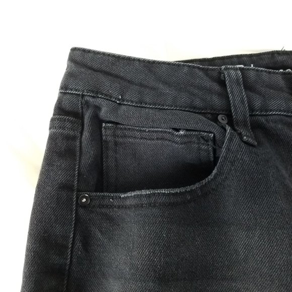 No Boundaries Jeans Juniors Size 7 High Rise Slim Straight Destroyed Black Denim - Picture 10 of 14